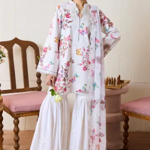 3PC LAWN & CHIFFON LUXURY PRET