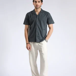 Cuban Collar Textured Shirt